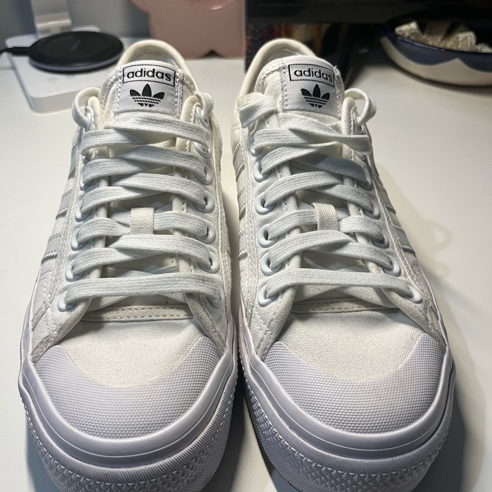 Adidas White Nizza Platform Sneakers